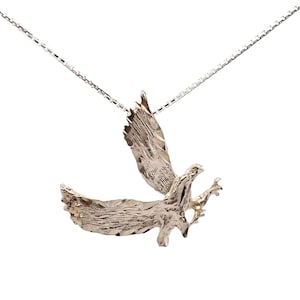 Sterling Silver Eagle Pendant, Diamond Cut, Textured Feathers, Necklace, Pendant, Bird Jewelry, Nature Jewelry, Detailed Eagle, Hawk, Falcon