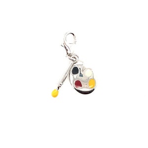Sterling Silver Artist Palette & Paintbrush Charm,  Artist Bracelet or Necklace, Charm, Art Teacher, Artist Jewelry, Art Class Grad, Painter