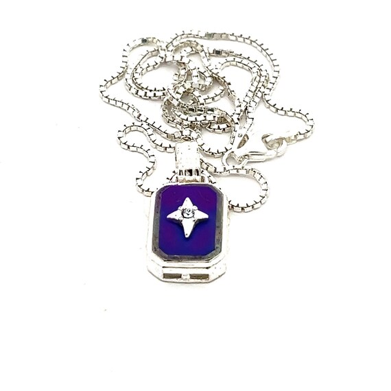 Sterling Silver Purple Enamel & Cubic Zirconia St… - image 1