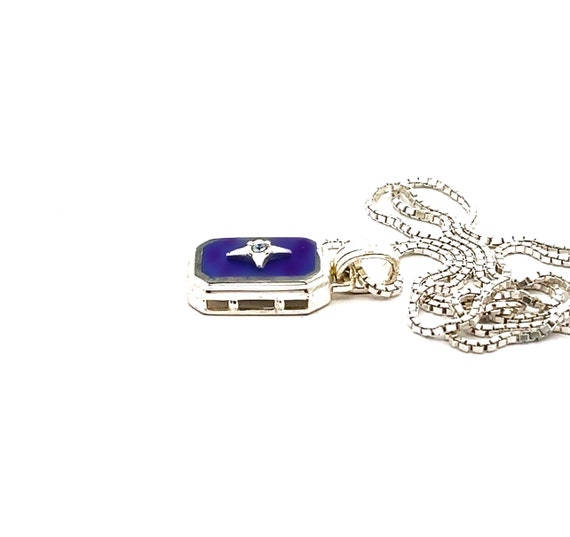 Sterling Silver Purple Enamel & Cubic Zirconia St… - image 3