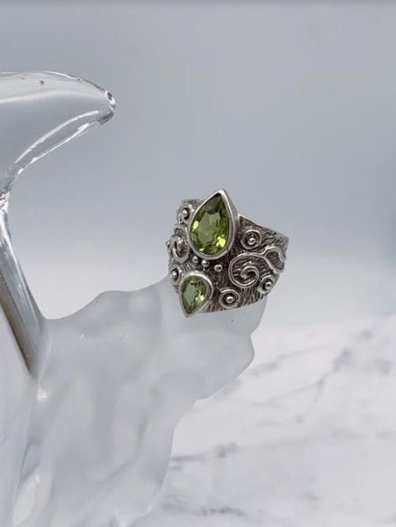 Peridot and Sterling Silver Ring, Small and Large… - image 3