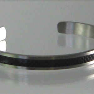 Stainless Steel Carbon Fiber Cuff, Modern, Lightweight Stainless Cuff, Unisex Cuff, Minimalist Bracelet,Carbon Fiber Inlay Bangle Cuff