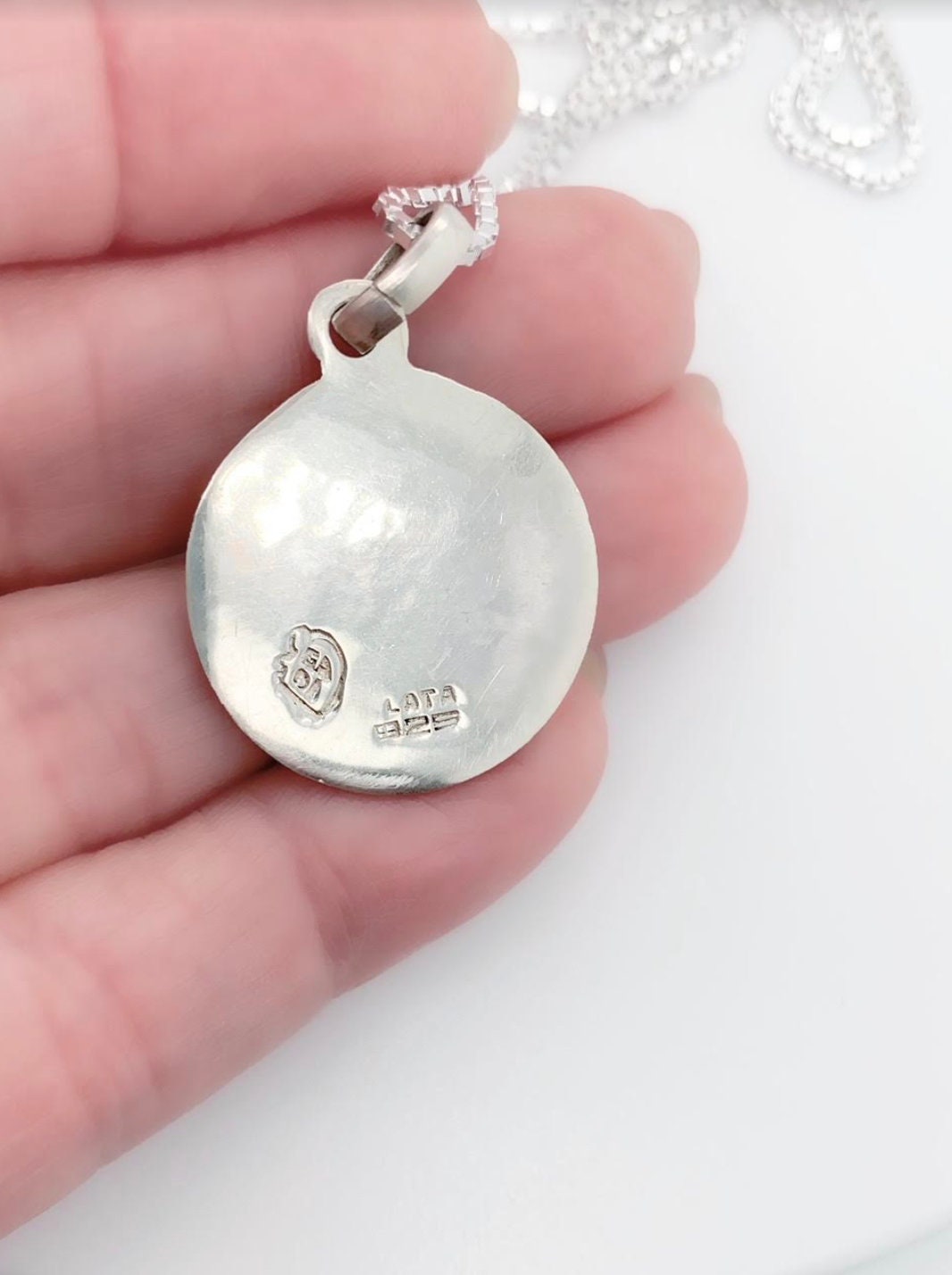 Sterling Silver Mexican Turquoise Mosaic Pendat/necklace, Blue