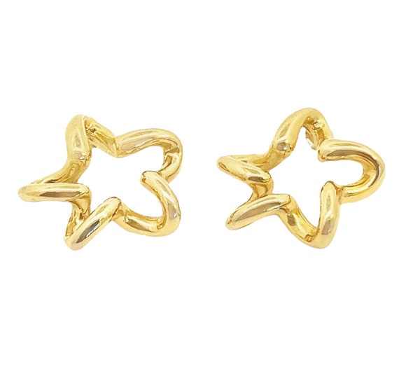 80s Gold Toned  Star Post Earrings, Star Jewelry,… - image 4