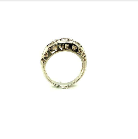 Sterling Silver Cubic Zirconia Gemstone Chanel Set Band I LOVE