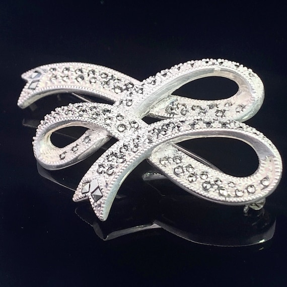 Sterling Silver Marcasite Pin/ Brooch, Double Infi