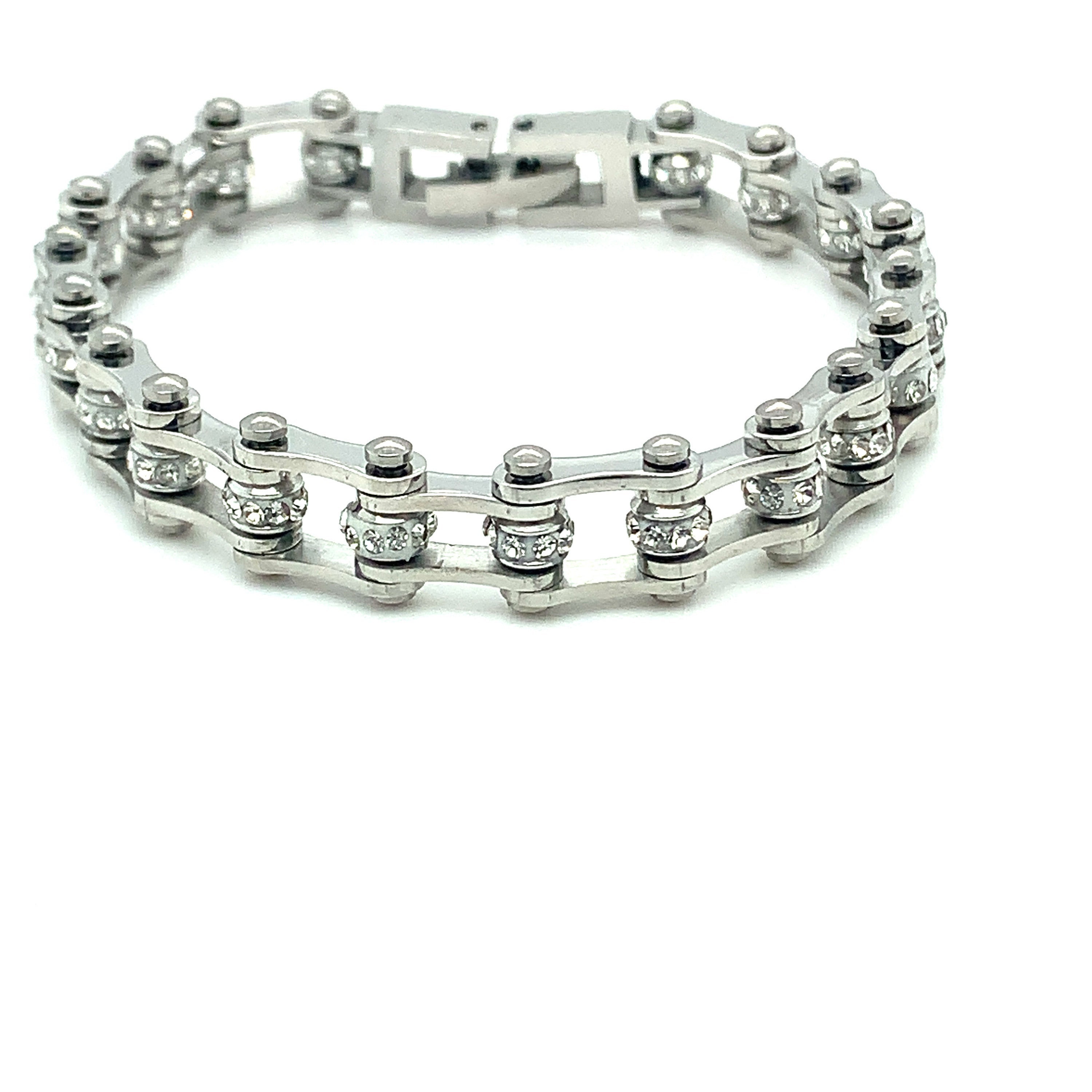 Bike chain bracelet with crystals clearance