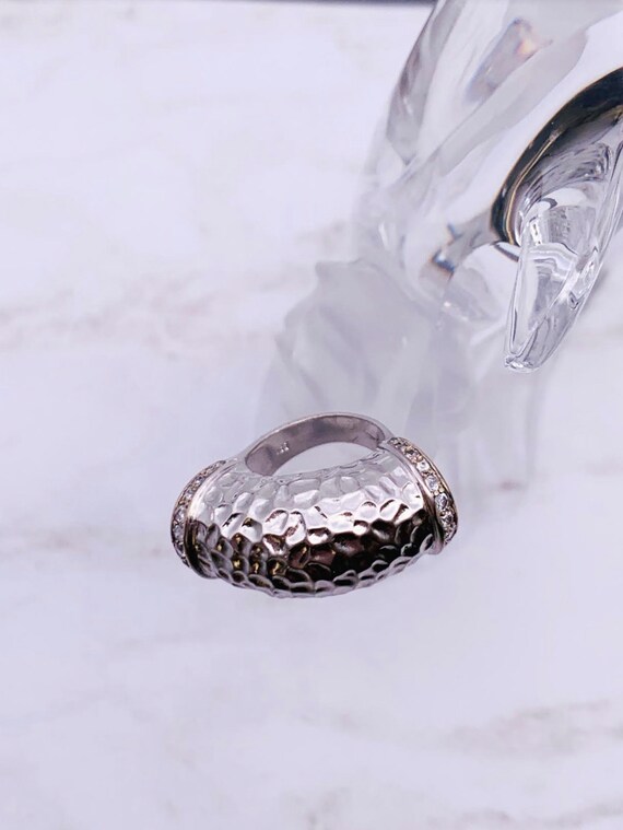 Sterling Silver Hammered Bold Statement Ring, Chu… - image 4