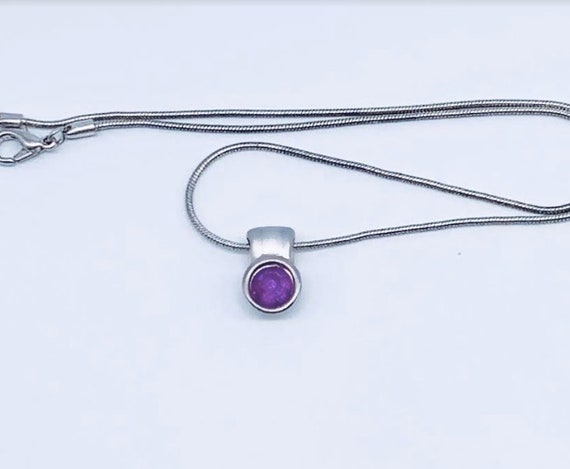 Sterling Silver and Amethyst Pendant/Necklace, Ro… - image 2