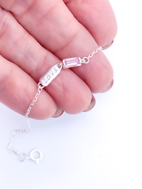Sterling Silver Love Bracelet, Delicate Silver Ch… - image 3