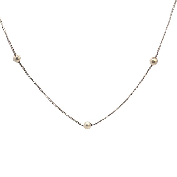 Sterling Silver Beaded Necklace, Tiny Round Silve… - image 1