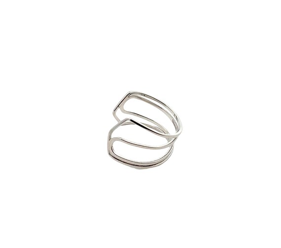 Silver Plated Abstract Statement Ring, Adjustable… - image 3