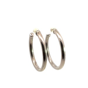 Sterling Silver Hoop Earrings, Simple Medium Hoops, 1 1/2 Inch Diameter, Thick Silver Hoops,  Round Classic Hoops, Minimal Classic Hoops
