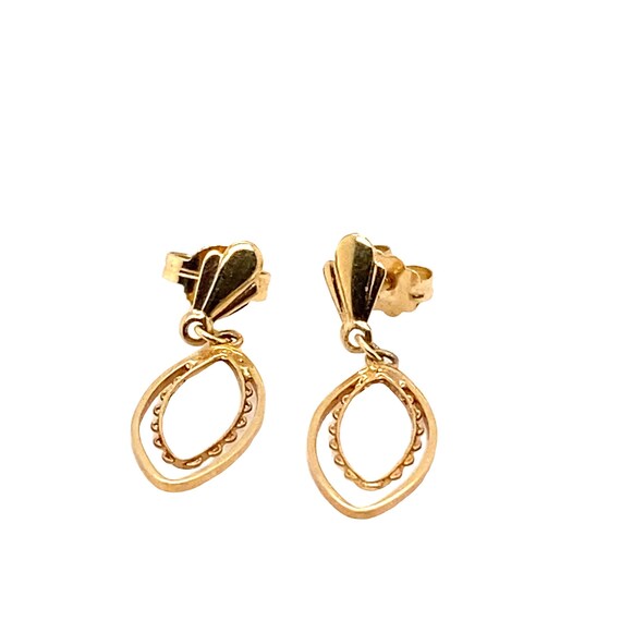 14K Yellow Gold Earrings, Double Teardrop Earring… - image 2