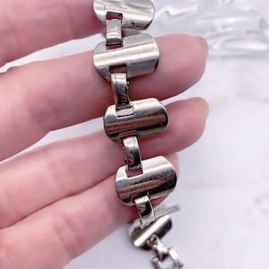 Sterling Silver  Link Bracelet, Rectangular,  Link Bracelet, Vintage Unisex Bracelet, Unique Silver Link Bracelet, Guy Jewelry