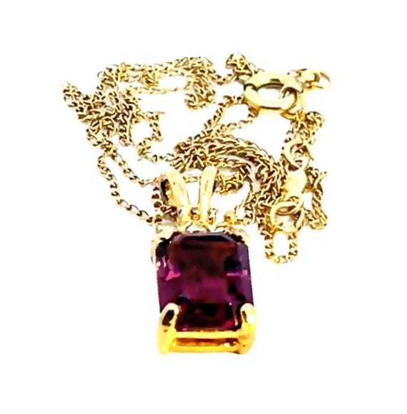 Amethyst Necklace, Rectangle Amethyst Gemstone wi… - image 2