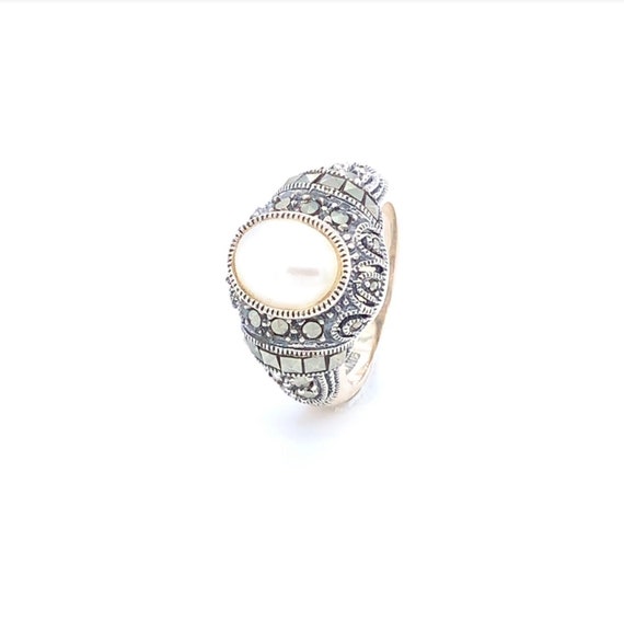Oval Pearl & Marcasite Ring Oval Pearl & Marcasite Ring
