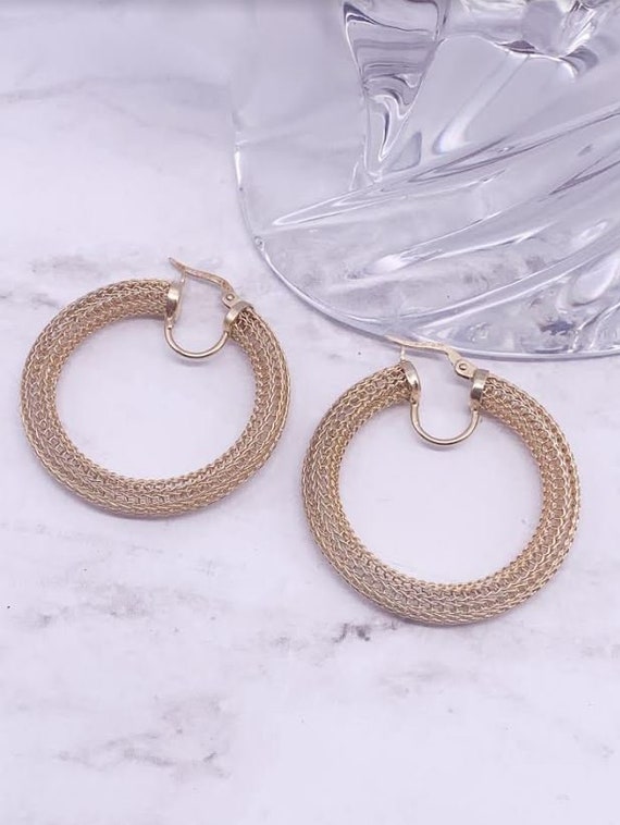 Gold Overlay on Sterling Silver Hoops, Beautifull… - image 2