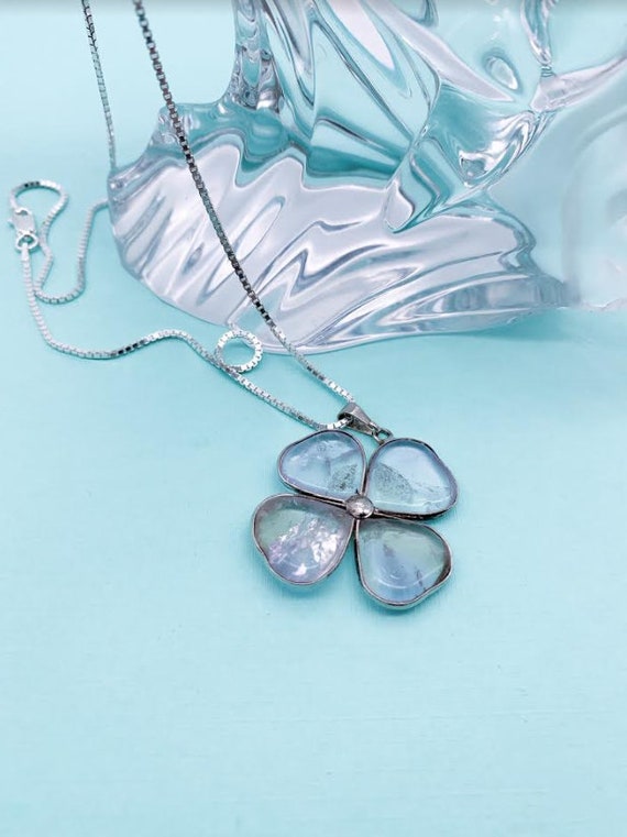 Clear Sterling Silver Floral Necklace, Lavender Co