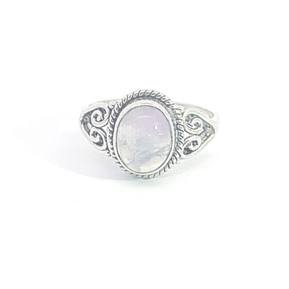 Iridescent Moonstone Sterling Silver Ring, Oval Ir