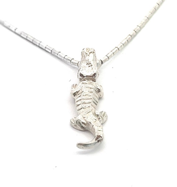 Sterling Silver Alligator Charm/Necklace,  Reptil… - image 1