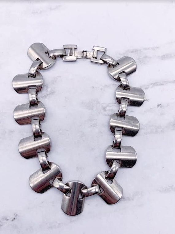 Sterling Silver  Link Bracelet, Rectangular,  Lin… - image 5