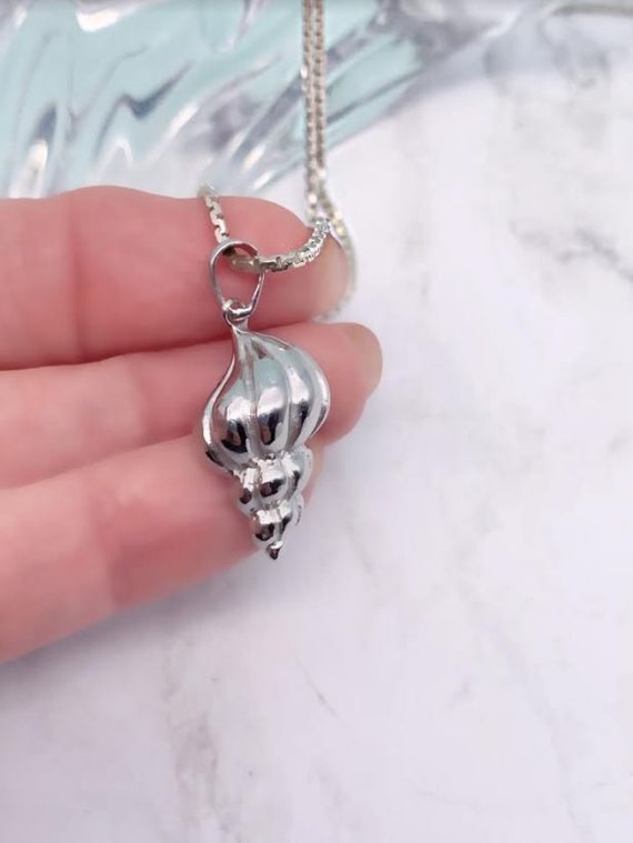 Conch Sea Shell Charm Sterling Silver Antiqued Finish Conch Sea Shell Charm Sterling Silver Antiqued Finish