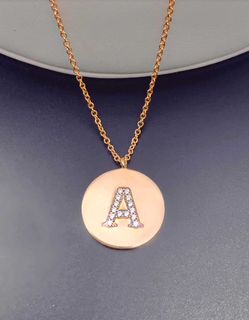Engraved Cubic Zirconia Letter A Pendant Sterling Silver 18K Gold Overlay Initial A Necklace Letter Monogram Jewelry Initial Jewelry