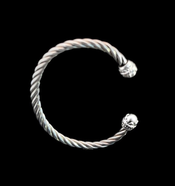Sterling Silver Cable Bracelet, Open Cuff Cable, S