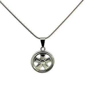 Stainless Steel Wheel Fuchs Style Necklace, Automobile Wheel Charm Necklace, Stainless Steel  Serpentine Chain, Tire Wheel Charm, Automotive
