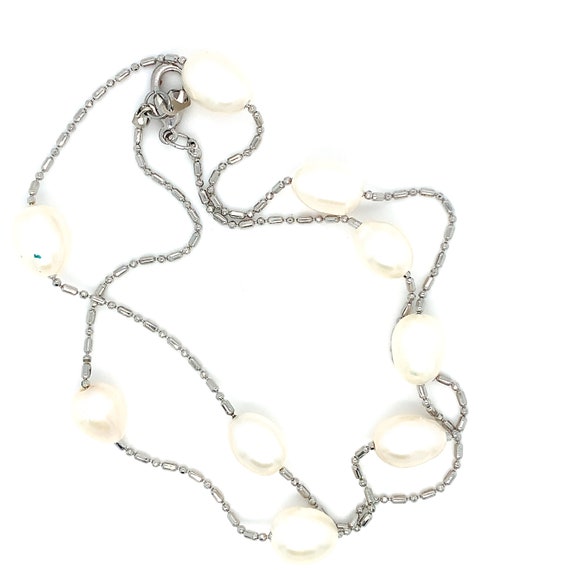 Fresh Water Baroque Pearl and Silver Necklace, Si… - image 2