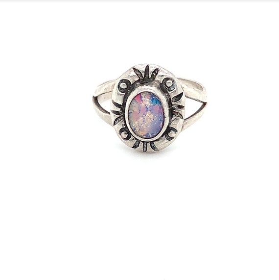 Iridescent Gemstone Sterling Silver Ring, Oval Iri