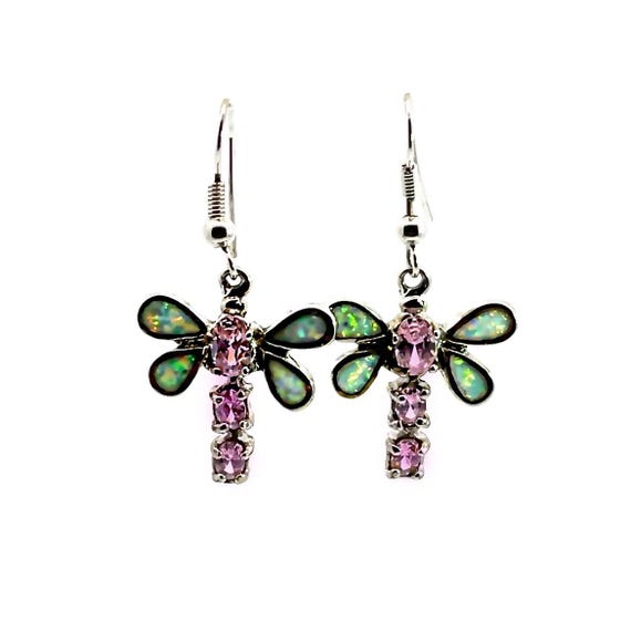 Dragonfly Earrings For Women - Vintage Rhinestone Crystal Dangle Drop Earrings, Alloy Gold Plated