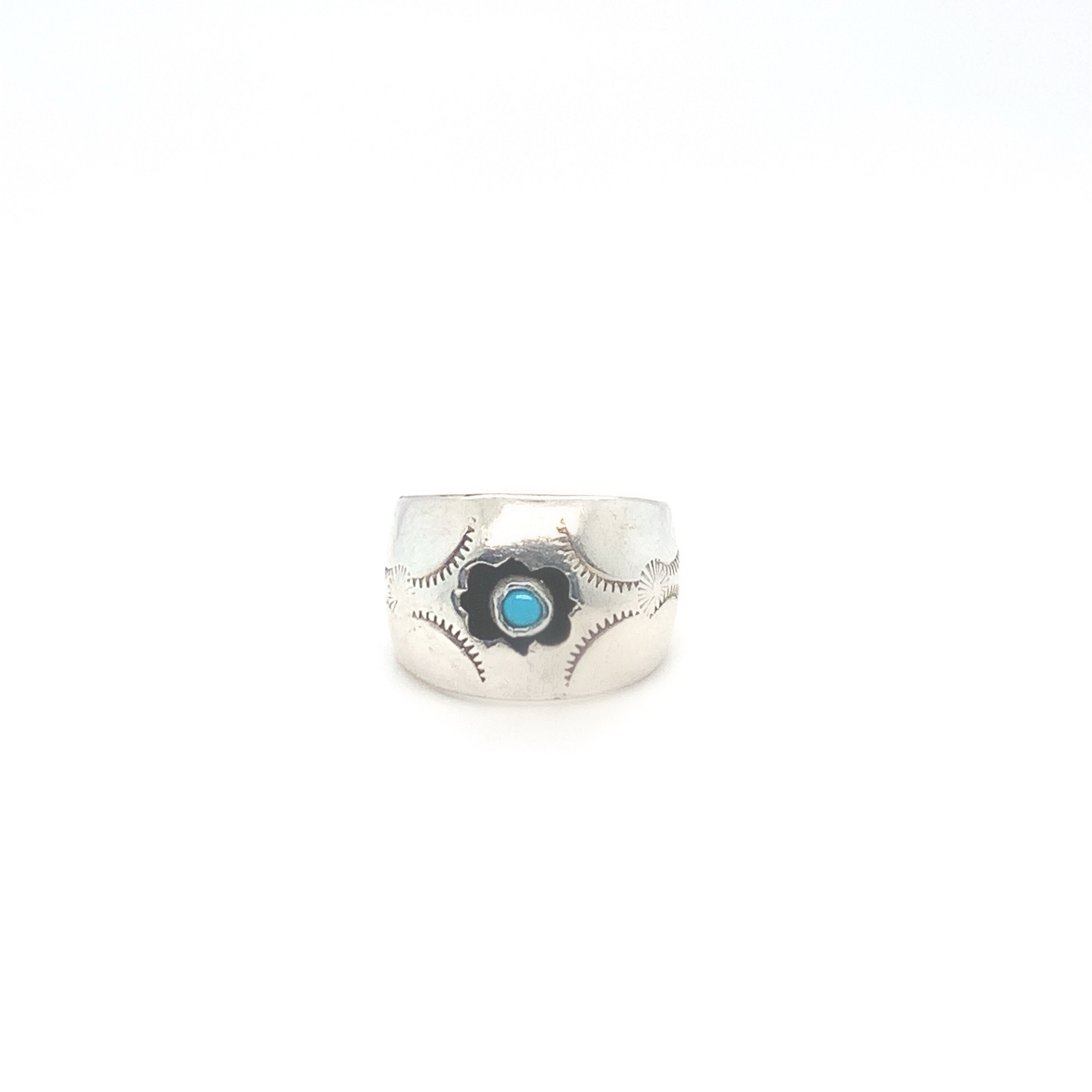 Turquoise and Sterling Silver Ring, Brutalist Silver, Bezel Set Turquoise Gemstone, Dome Thick Band, Vintage Native American, Handcrafted Turquoise and Sterling Silver Ring, Brutalist Silver, Bezel Set Turquoise Gemstone, Dome Thick Band, Vintage Native American, Handcrafted