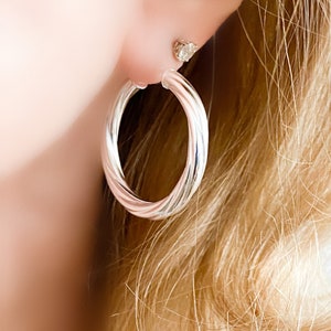 Sterling Silver Hoop Earrings, Sterling Silver Twisted Hoops, Sterling Silver Twisted Spiral Hoop Earrings, Classic Sterling  Hoops