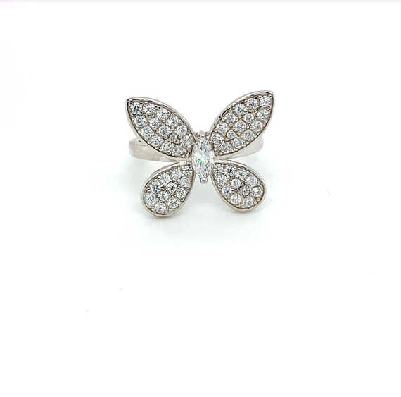 Pave Butterfly with Dazzling Marquise Center, CZ … - image 1