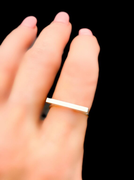 Silver Modern Ring, Minimalist Brushed Silver Toned B… - Gem