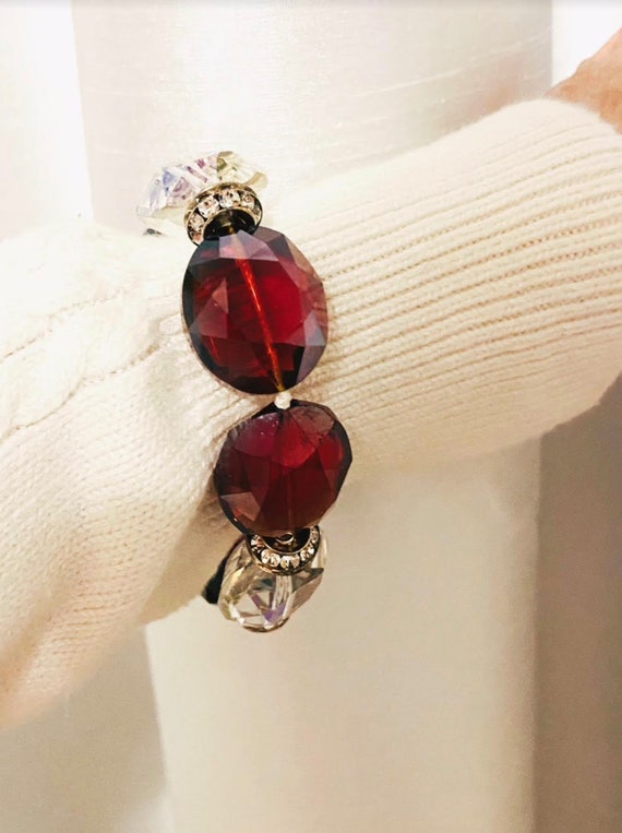 Cubic Zirconia and Cut Crystal Beaded Necklace, M… - image 5