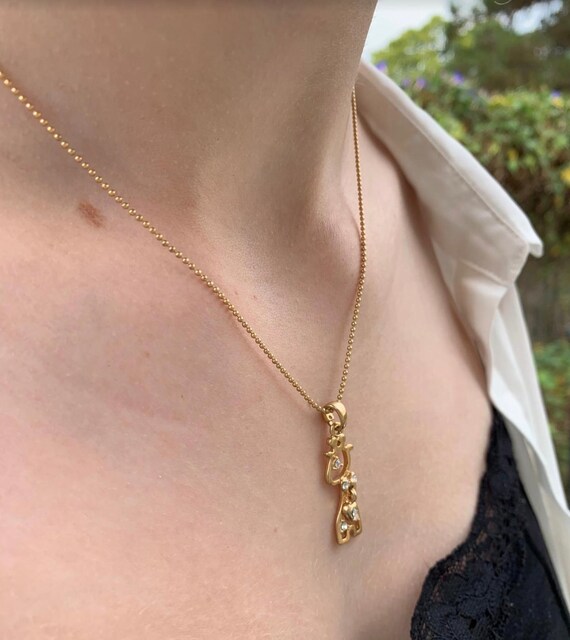 Gold Plated Giraffe Necklace with Cubic Zirconia … - image 3
