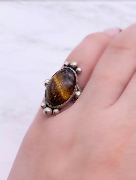 Tigers Eye Ring, Golden Brown Tigers Eye Gemstone,