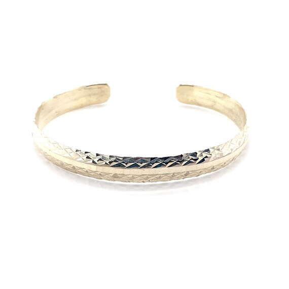 Sterling Silver Cuff Bangle, Hammered Artisan Cuf… - image 3
