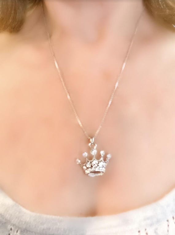 スターリングシルバーの王冠ネックレス、シルバーのロイヤルクラウン