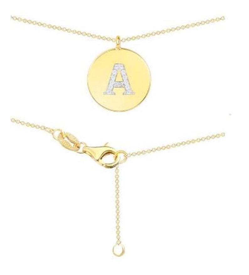 Engraved Cubic Zirconia Letter A Pendant Sterling Silver 18K Gold Overlay Initial A Necklace Letter Monogram Jewelry Initial Jewelry