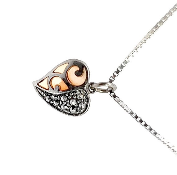 ◇VINTAGE HOLLYWOOD◇ 2way Essential Heart Necklace_VH2412NE Sterling Silver Two Sided Heart Pendant/necklace, Golden