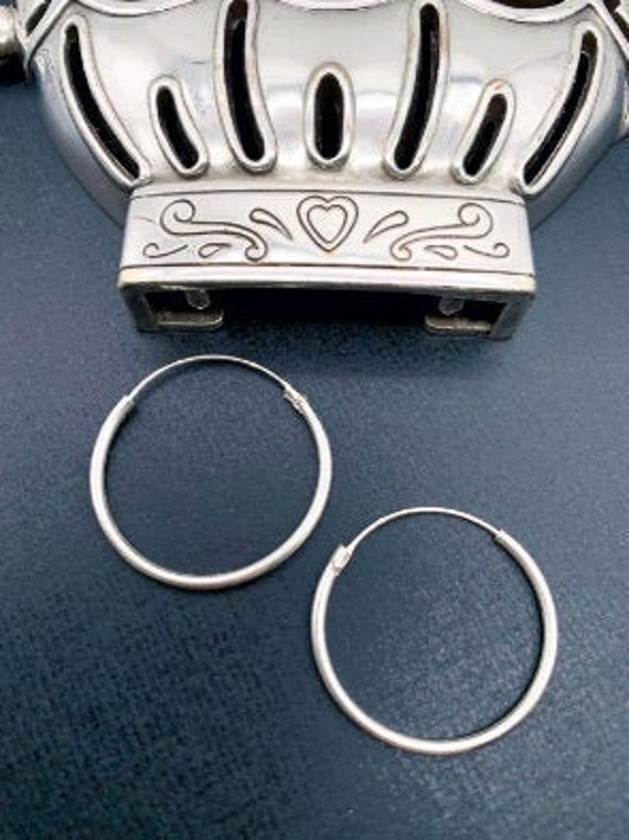 Sterling Silver Small Hoop Earrings, Classic One … - image 3