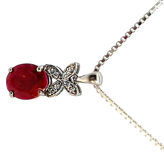 Sterling Silver & Ruby Red Garnet Necklace, Spark… - image 2