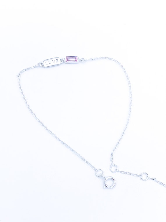 Sterling Silver Love Bracelet, Delicate Silver Ch… - image 2