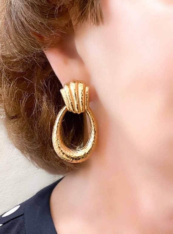 Elegant 14k Yellow Gold Teardrop Earrings, 14k Ha… - image 1