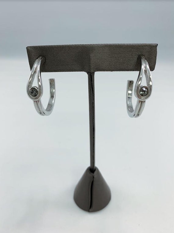 Amethyst and Silver Hoop Earrings Tahari Earrings Amethyst