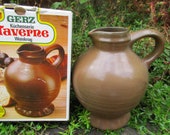 Vintage Rustic Wine Juice or Applewine Pitcher, Salt Glaze Stoneware Rustic Style, Company GERZ Made in W. Germany